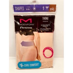 Women's Beige Maidenform Flexees Firm Control Cool Comfort Thong Size 3XL New